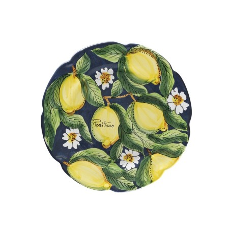 Hand-painted round ceramic plate featuring lemons  – Sapori e Profumi di Positano