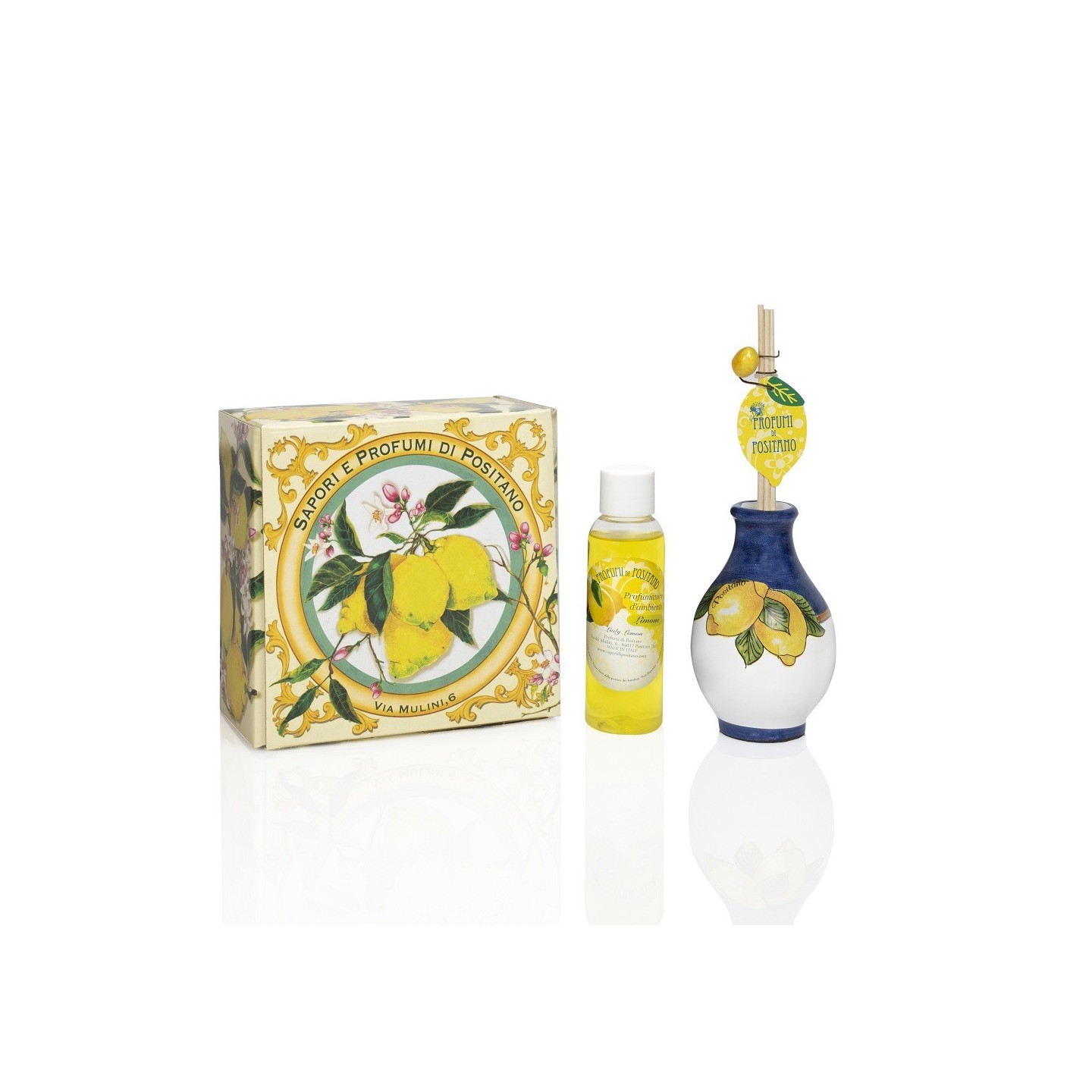 Lemon-scented room fragrance with a ceramic diffuser  – Sapori e Profumi di Positano