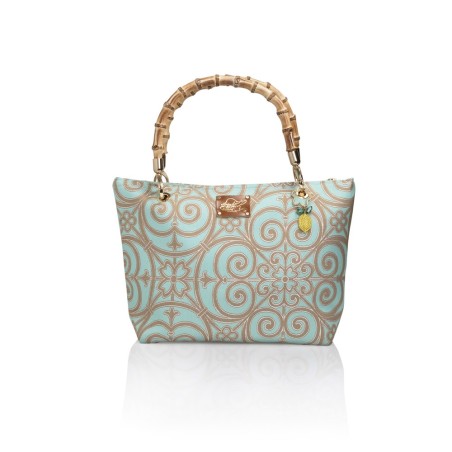 Cotton and silk bag from San Leucio, handmade in Italy with a real bamboo handle – Sapori di Positano