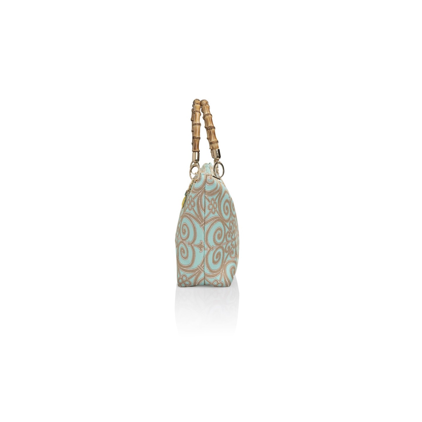 Cotton and silk bag from San Leucio, handmade in Italy with a real bamboo handle – Sapori di Positano