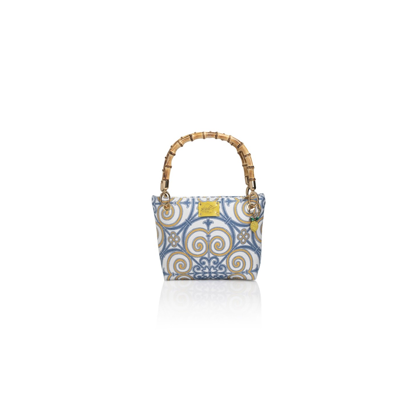 Cotton and silk bag from San Leucio, handmade in Italy with a real bamboo handle – Sapori di Positano