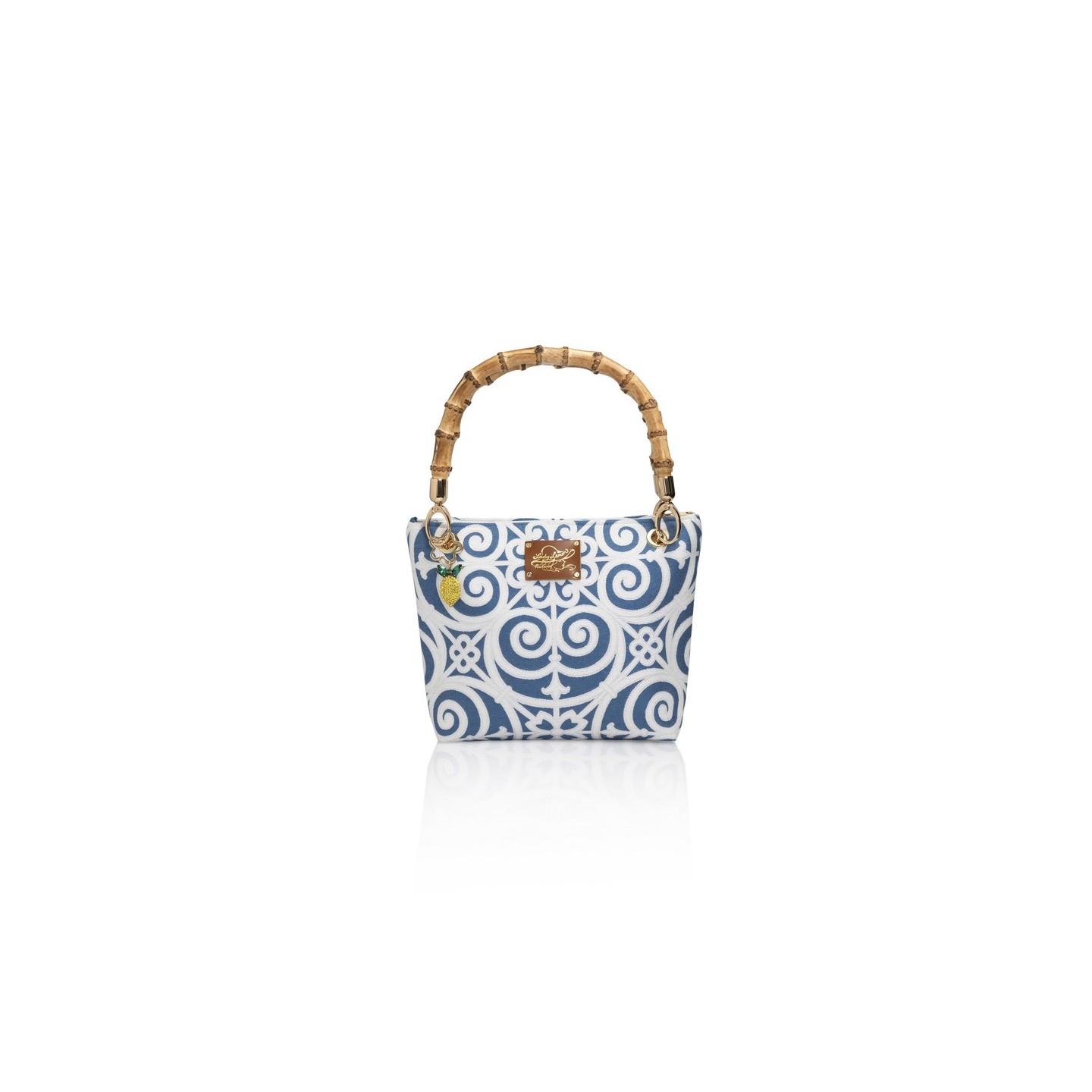 Cotton and silk bag from San Leucio, handmade in Italy with a real bamboo handle – Sapori di Positano