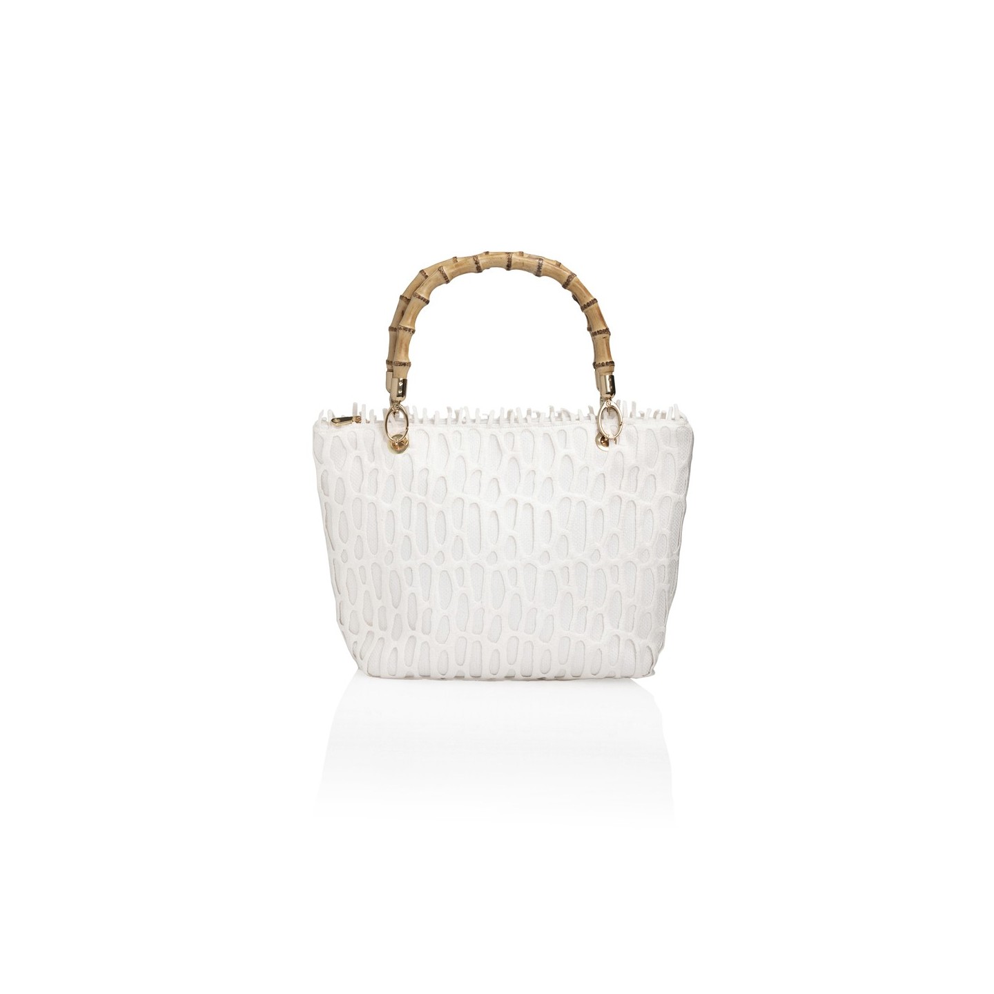 Canvas and Italian lace bag, handmade in Italy with a real bamboo handle – Sapori e profumi di Positano
