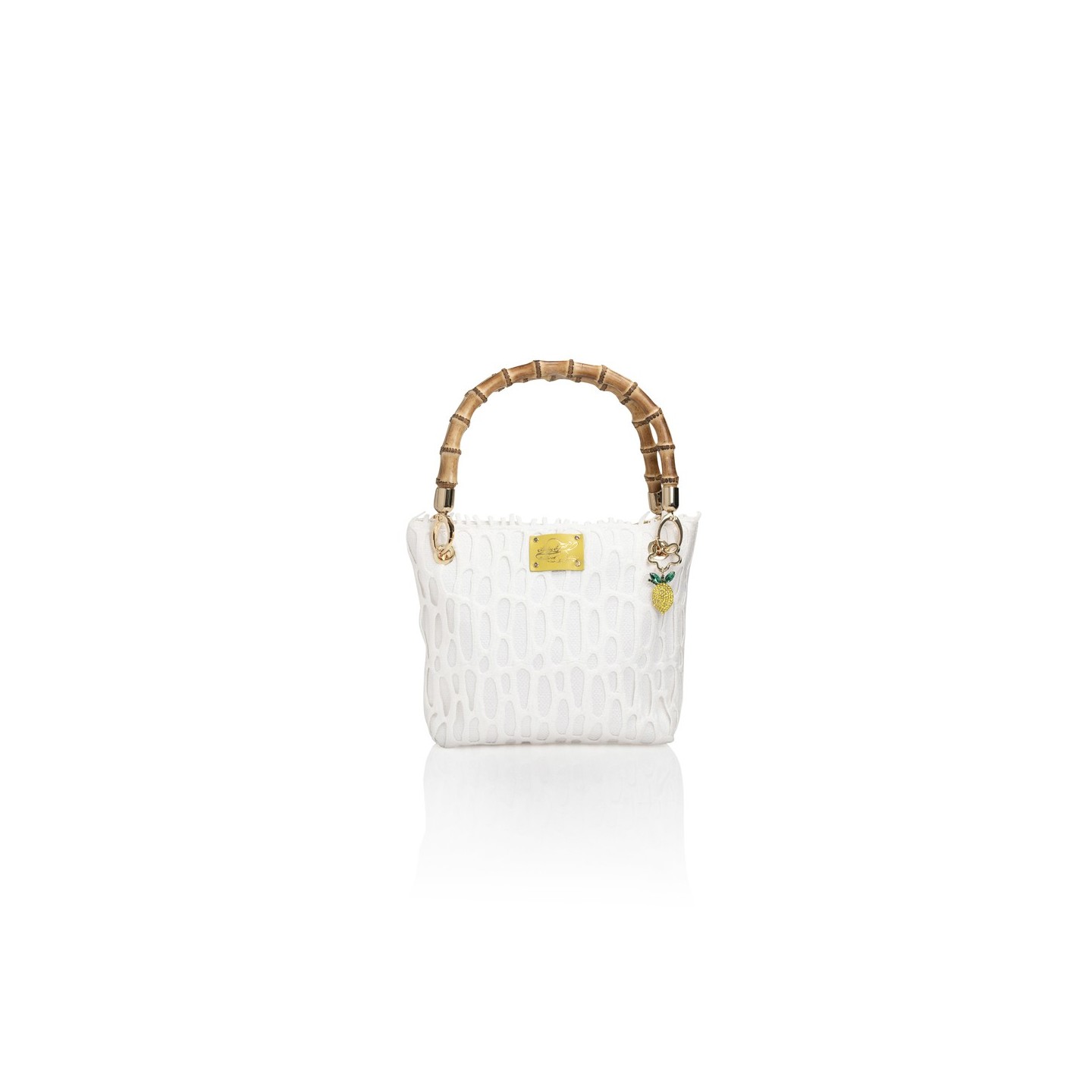 Canvas and Italian lace bag, handmade in Italy with a real bamboo handle – Sapori e profumi di Positano
