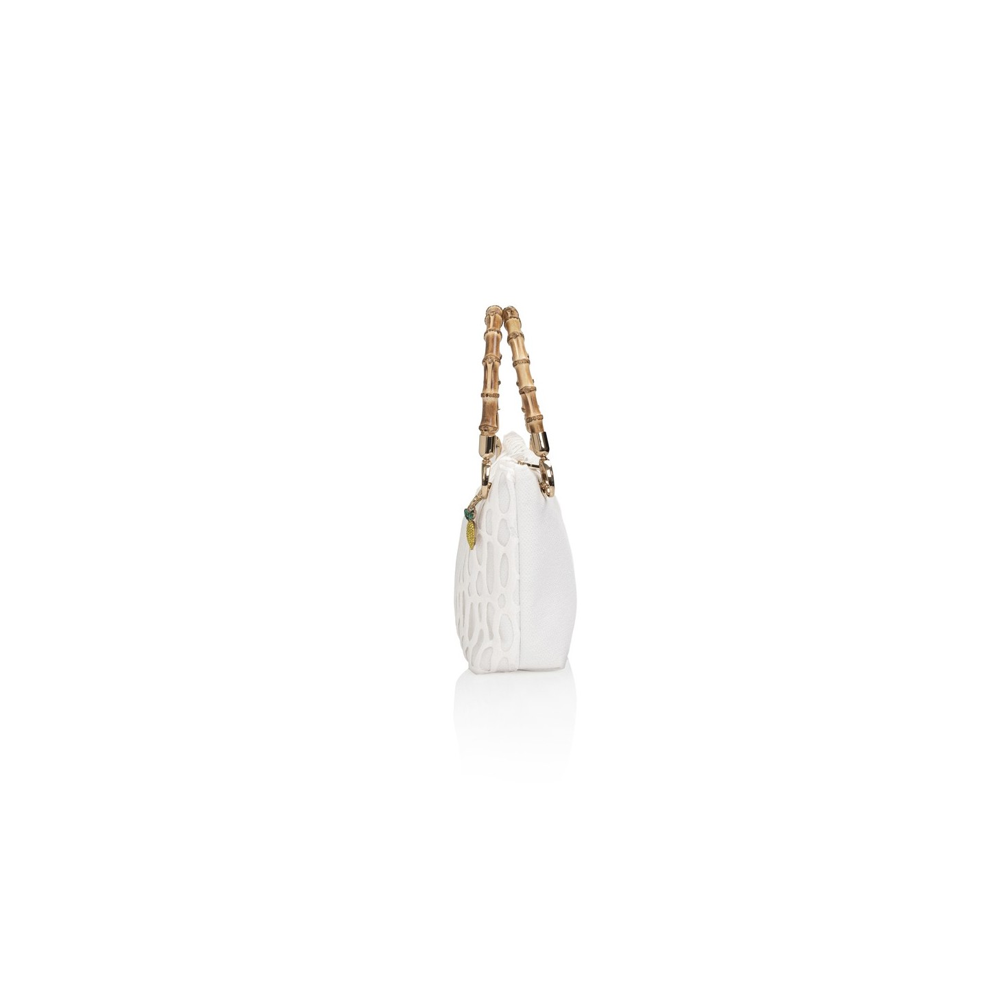 Canvas and Italian lace bag, handmade in Italy with a real bamboo handle – Sapori e profumi di Positano