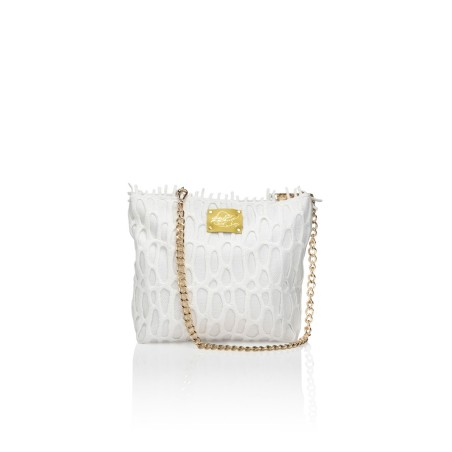 Canvas and Italian lace bag, handmade in Italy with a chain strap – Sapori e profumi di Positano