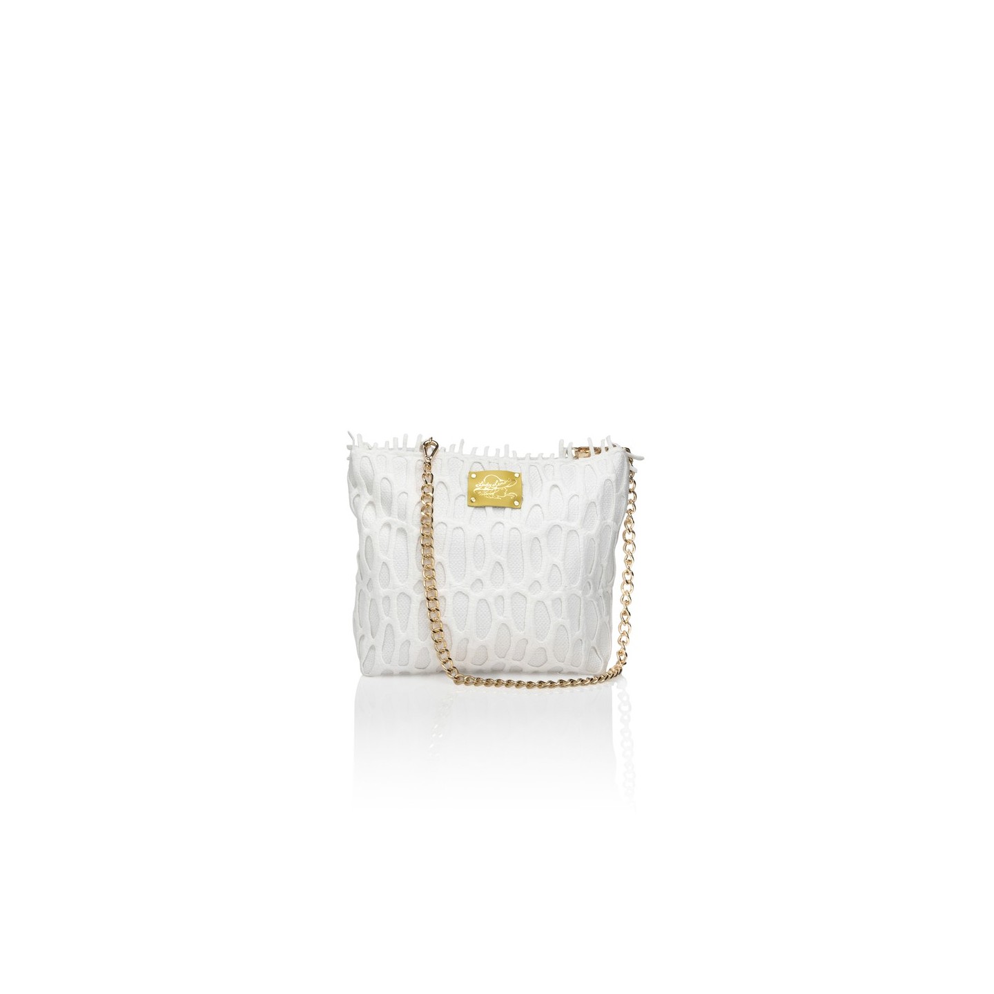 Canvas and Italian lace bag, handmade in Italy with a chain strap – Sapori e profumi di Positano