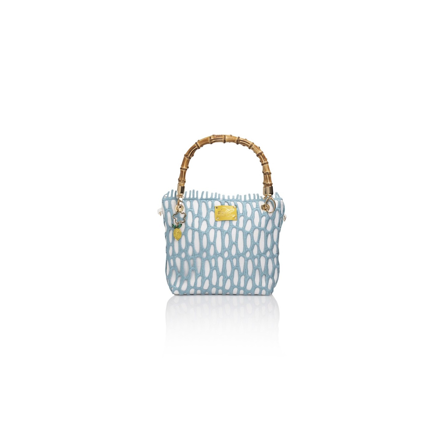 Canvas and Italian lace bag, handmade in Italy with a real bamboo handle – Sapori e profumi di Positano