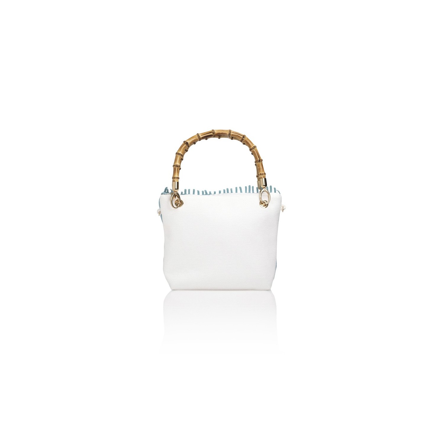 Canvas and Italian lace bag, handmade in Italy with a real bamboo handle – Sapori e profumi di Positano