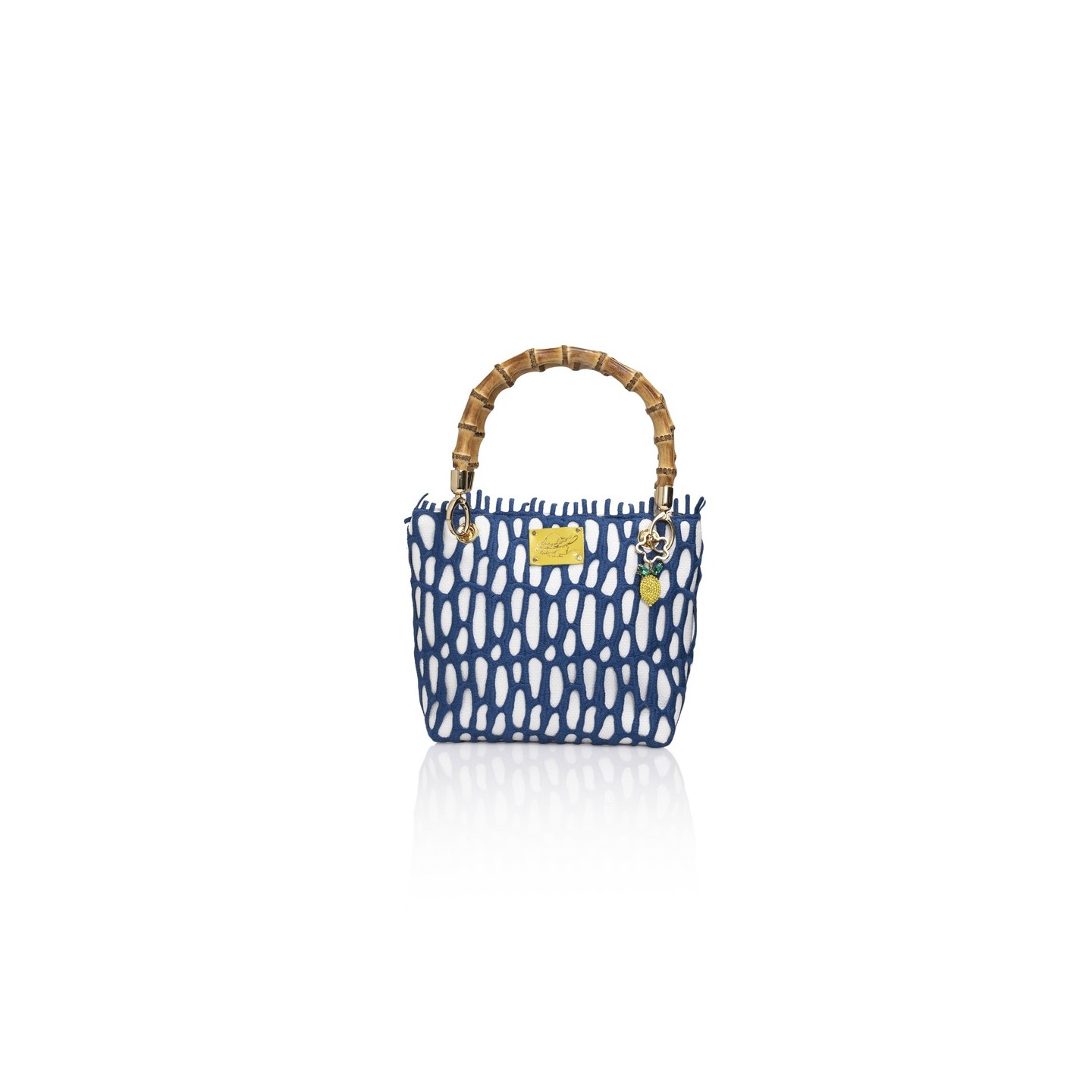 Canvas and Italian lace bag, handmade in Italy with a real bamboo handle – Sapori e profumi di Positano