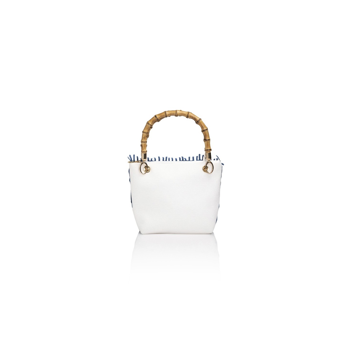 Canvas and Italian lace bag, handmade in Italy with a real bamboo handle – Sapori e profumi di Positano