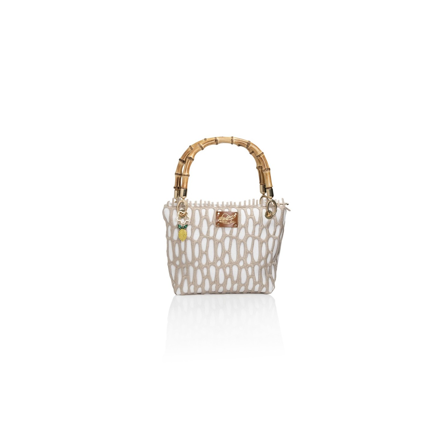 Canvas and Italian lace bag, handmade in Italy with a real bamboo handle – Sapori e profumi di Positano