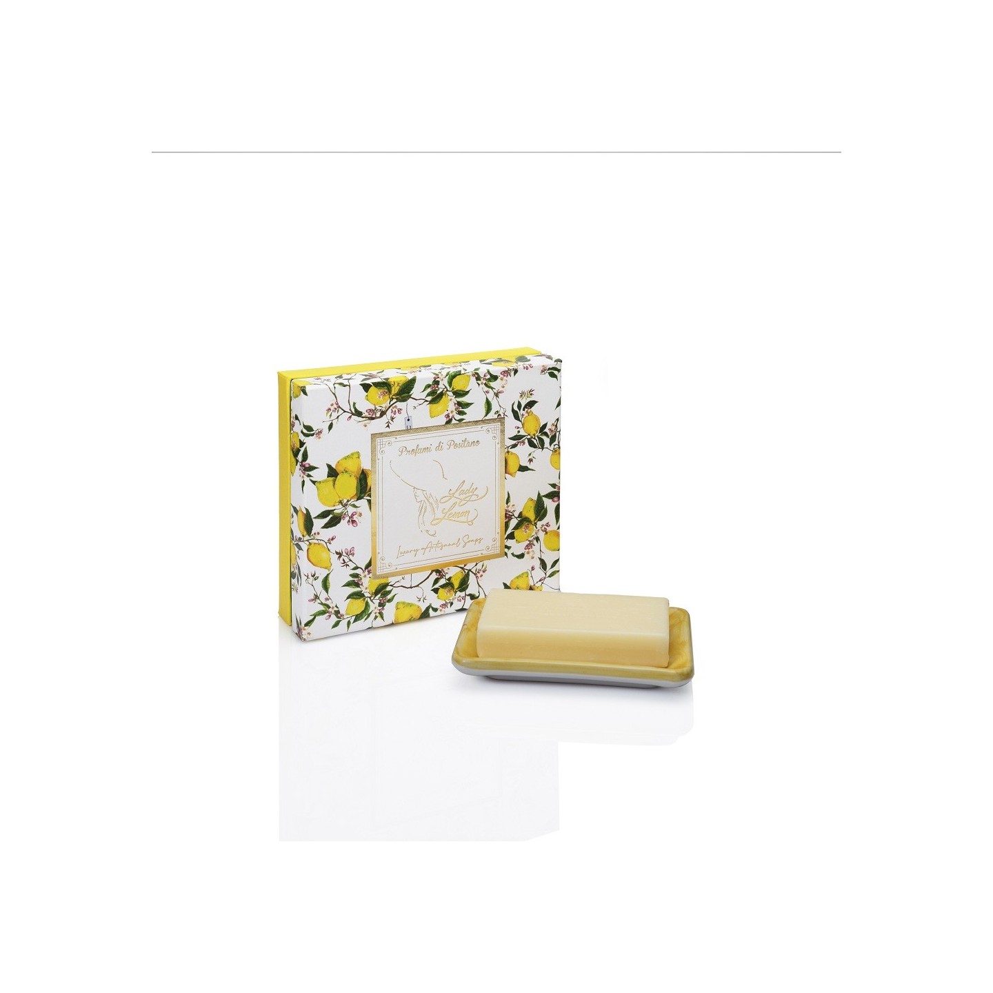 Handcrafted ceramic plate set and lemon-scented vegetable soap and Maestrale vegetable soap - Sapori e Profumi di Positano