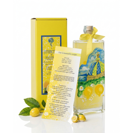 Limoncello artigianale 20 cl con bottiglia dipinta a mano - Sapori e Profumi di Positano